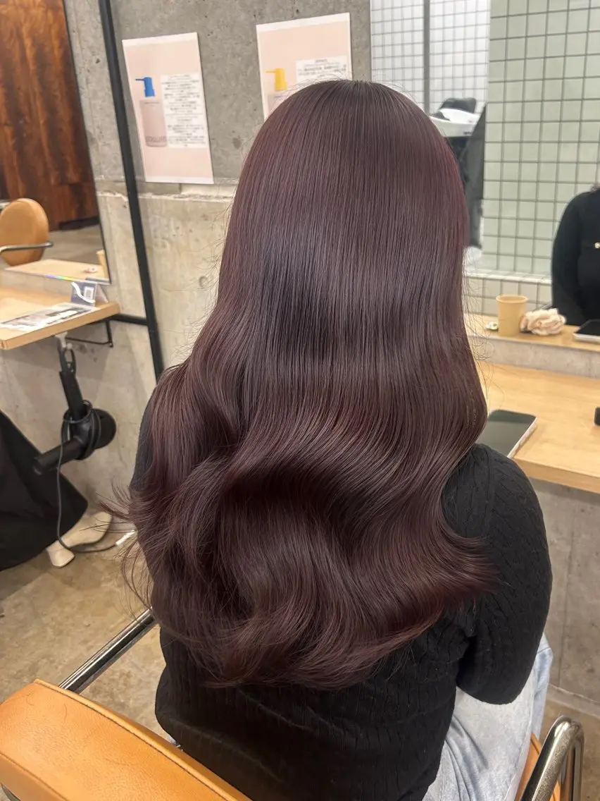 ロング カラー カット ヘアカラー トリートメント 🌷ラベンダーピンク 顔まわり🌷ねいろのヘアスタイル