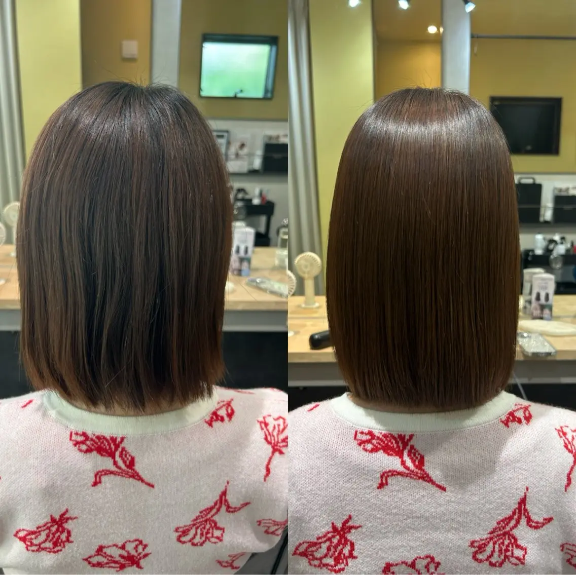ミディアム パーマ 髪質改善 ストレートパーマ カット 縮毛矯正 トリートメント hubhair レイヤー/透明感のヘアスタイル