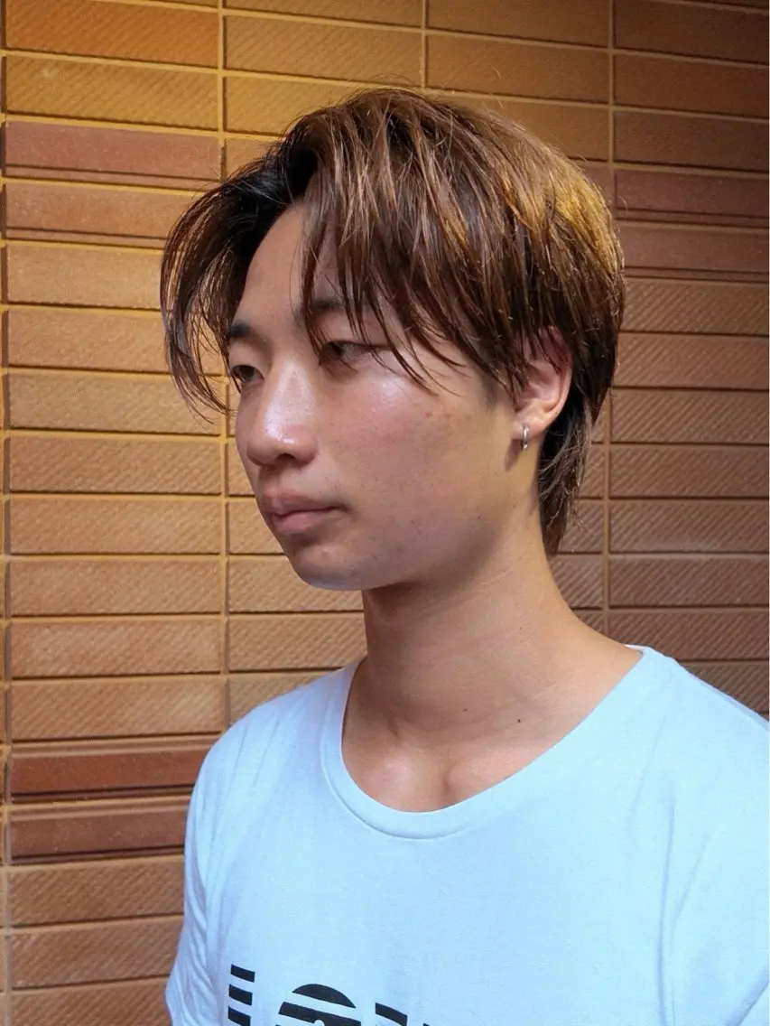 ショート カラー メンズ センターパート フェザーパーマ マッシュ メンズパーマ くせ毛 カット ヘアカラー トリートメント センターパート特化 井上健太のヘアスタイル