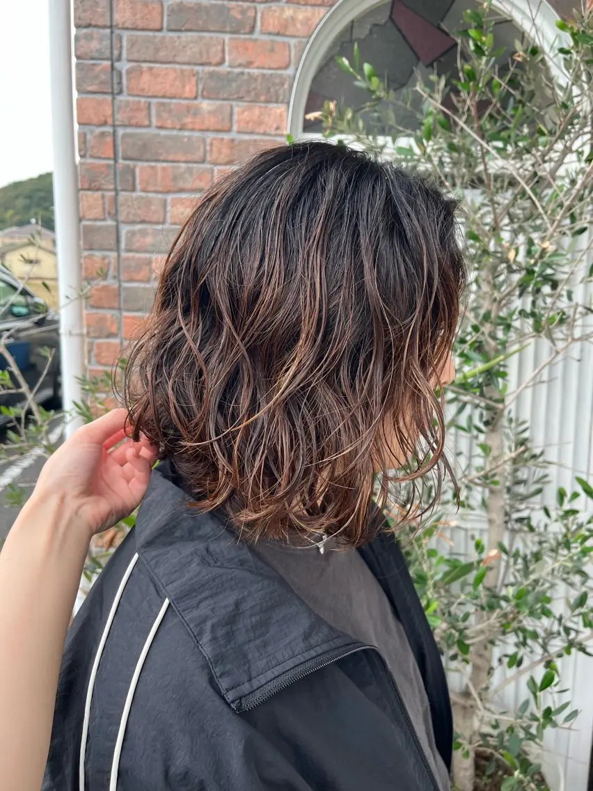 ミディアム パーマ ミディアムパーマ ボブ カット ヘアカラー パーマ YUIMARL 倉敷店🌸SAEのヘアスタイル