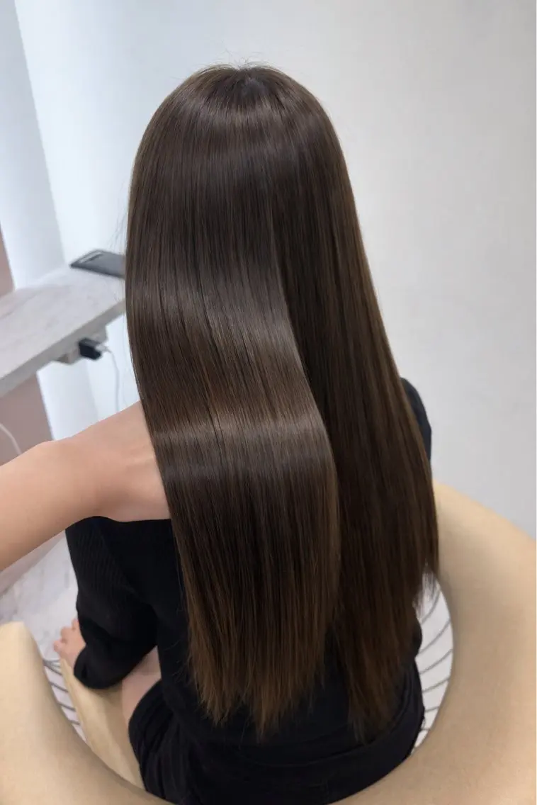 ロング カラー ブリーチ ブラウンカラー モカブラウン ヘアカラー 艶カラー/レイヤー/ 京都fukaのヘアスタイル