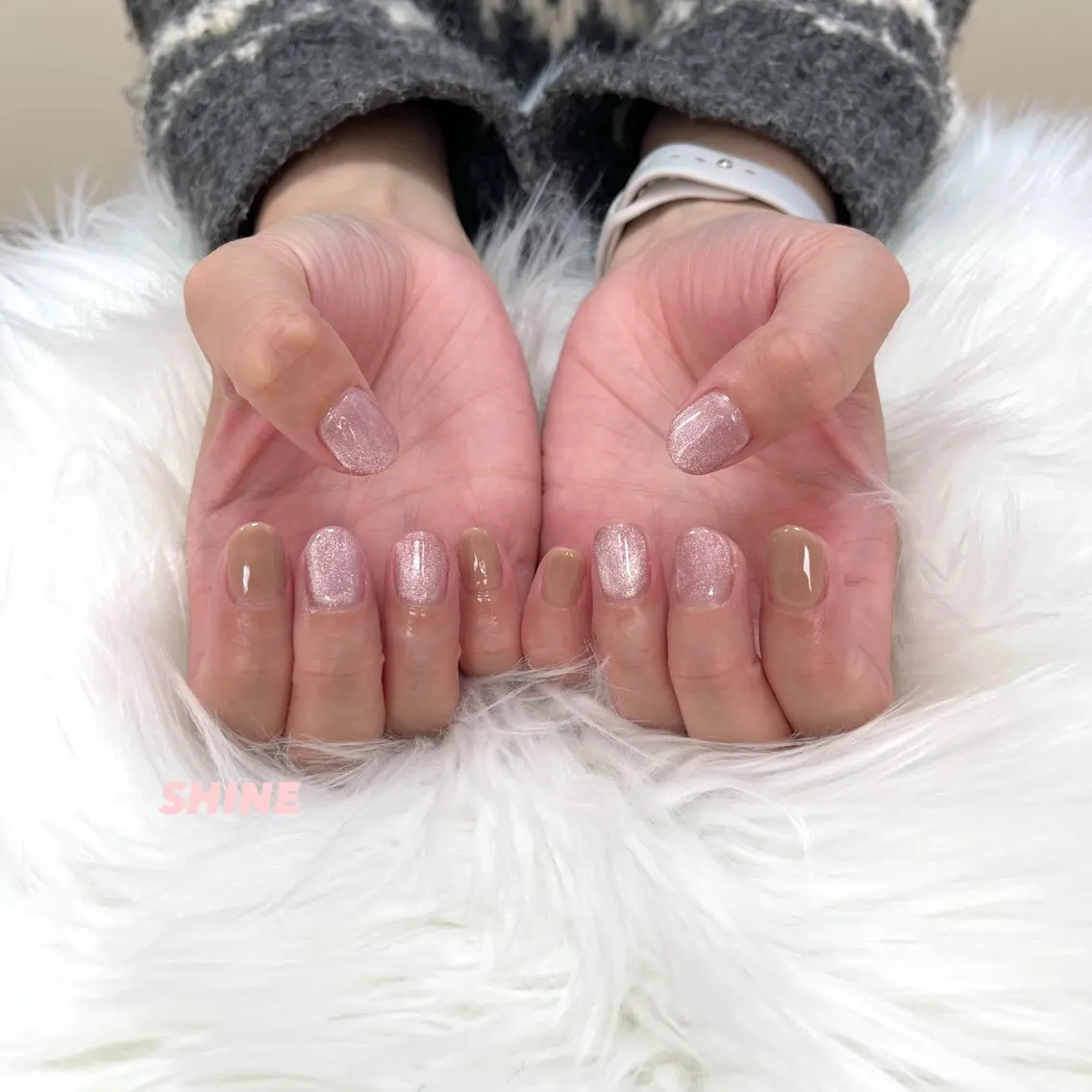 ネイル マグネットネイル バレンタイン ハンドネイル SHINE nail salonのネイルデザイン