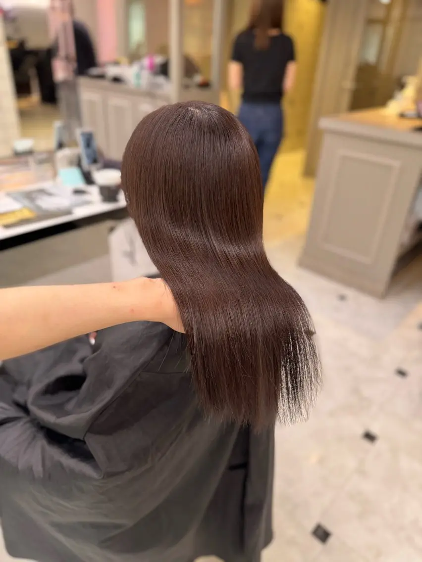 セミロング ヘアカラー トリートメント ヘッドスパ ヘアセット ♥️韓国風透明感 暖色misa♥️のヘアスタイル