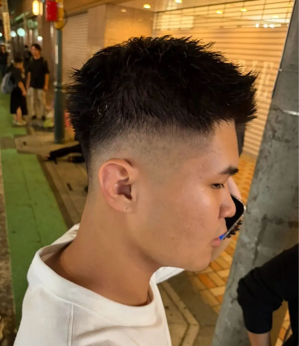 ショート メンズ フェードカット スキンフェード カット メンズパーマカット 達人/涼のヘアスタイル