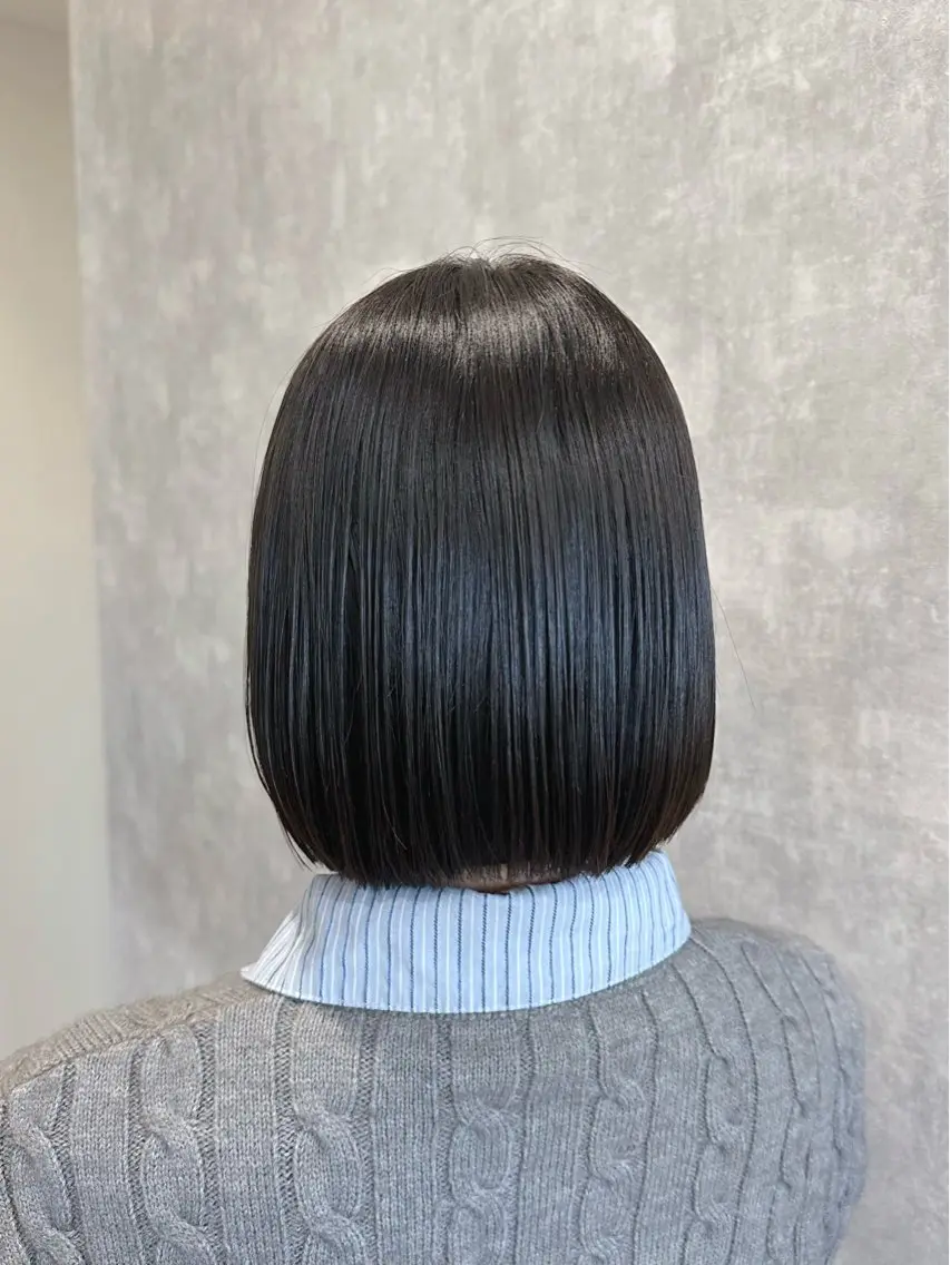 ミディアム ボブ 縮毛矯正 カット Rangali nanamiのヘアスタイル