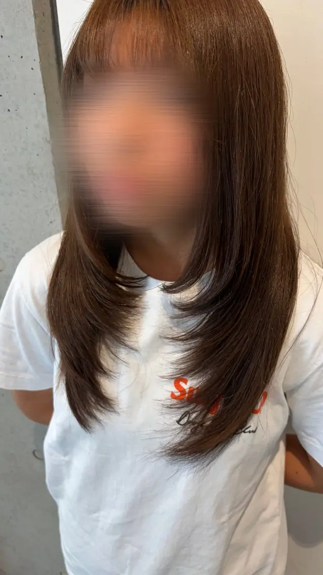 セミロング 顔まわりレイヤー 顔周りカット レイヤーカット カット 暖色カラー レイヤー/🩵かれんのヘアスタイル