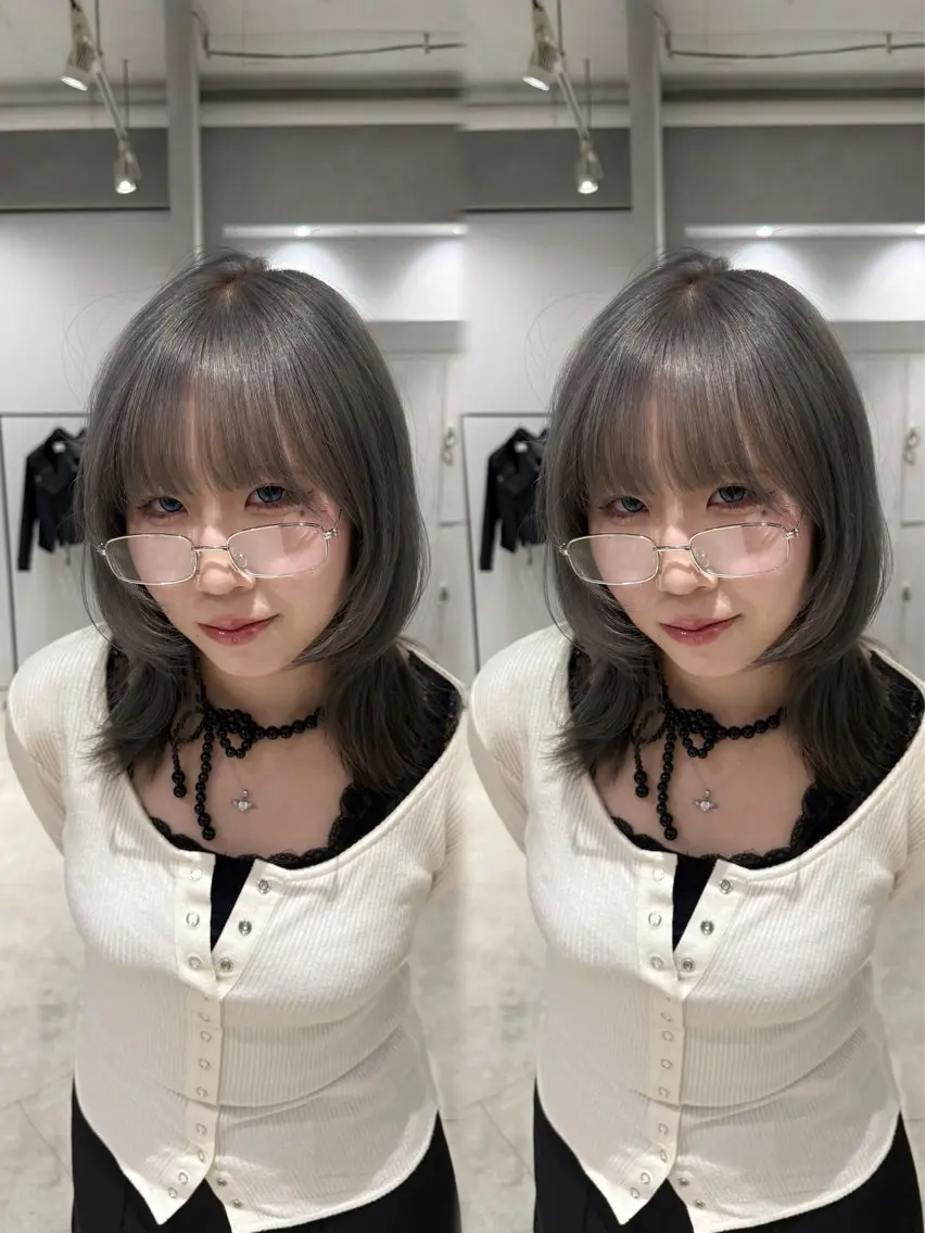 ミディアム 似合わせカット あんな🦋レイヤー カット/透明感カラーのヘアスタイル