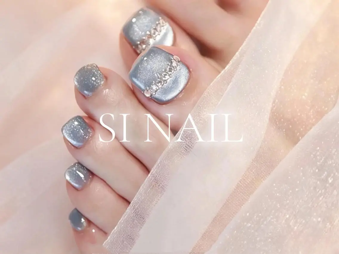 ネイル 韓国ネイル ロングネイル リボン ワンホンネイル SI NAILのネイルデザイン