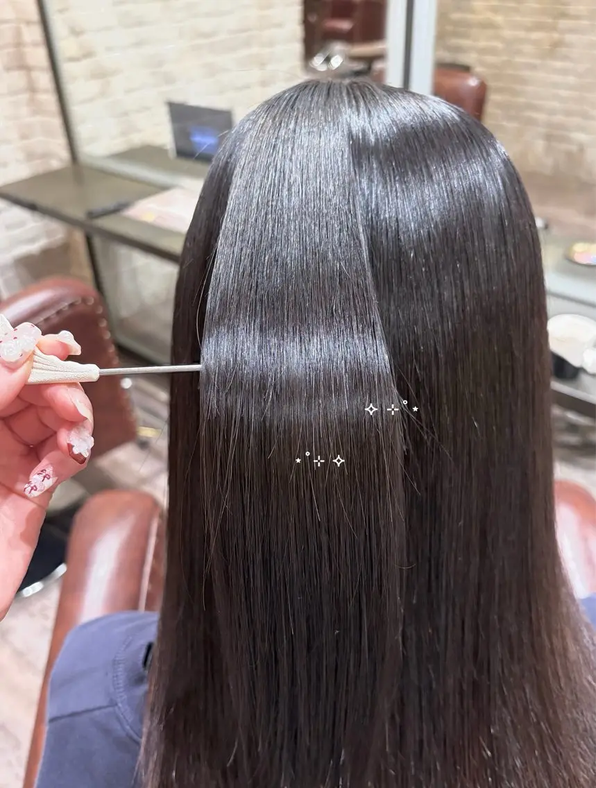 ロング ボブ エクステ 顔周りカット ハイライト 髪質改善 ひ な た⌇ elto 四条烏丸のヘアスタイル