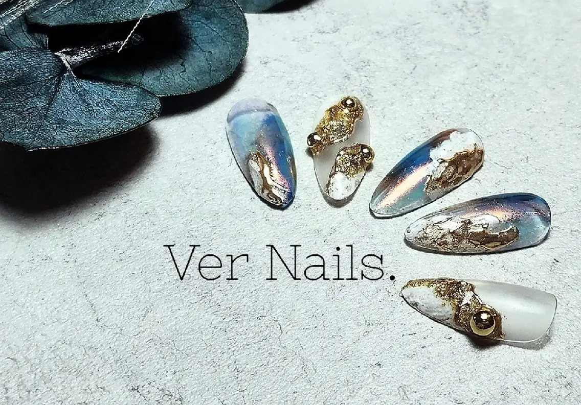 ネイル オーロラネイル ブルー ニュアンスネイル ハンドネイル Ver Nails.のその他イメージ