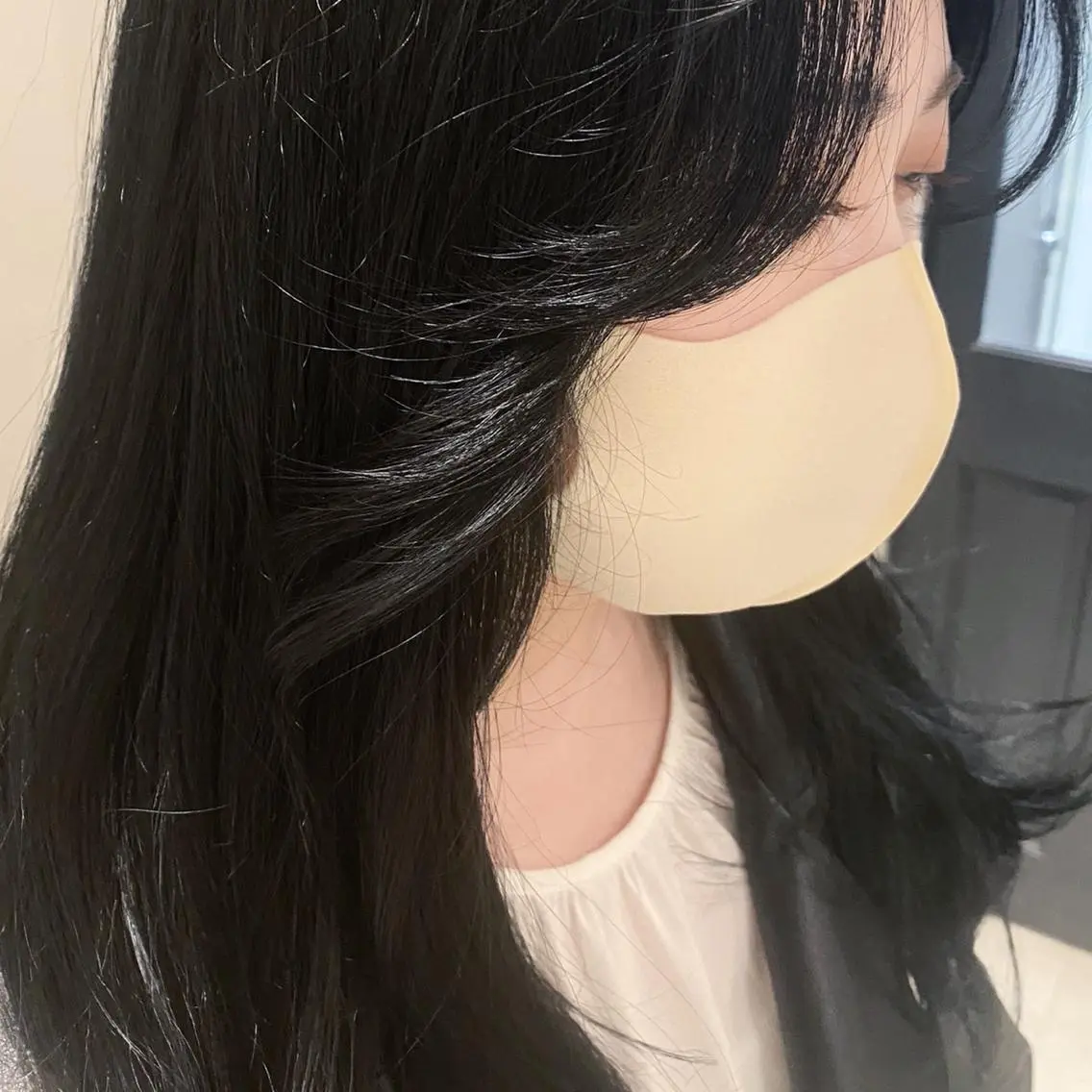 ミディアム 顔まわりレイヤー レイヤーカット カット ヘアカラー トリートメント 新宿/顔周りカット +レイヤー=しずく♩のヘアスタイル