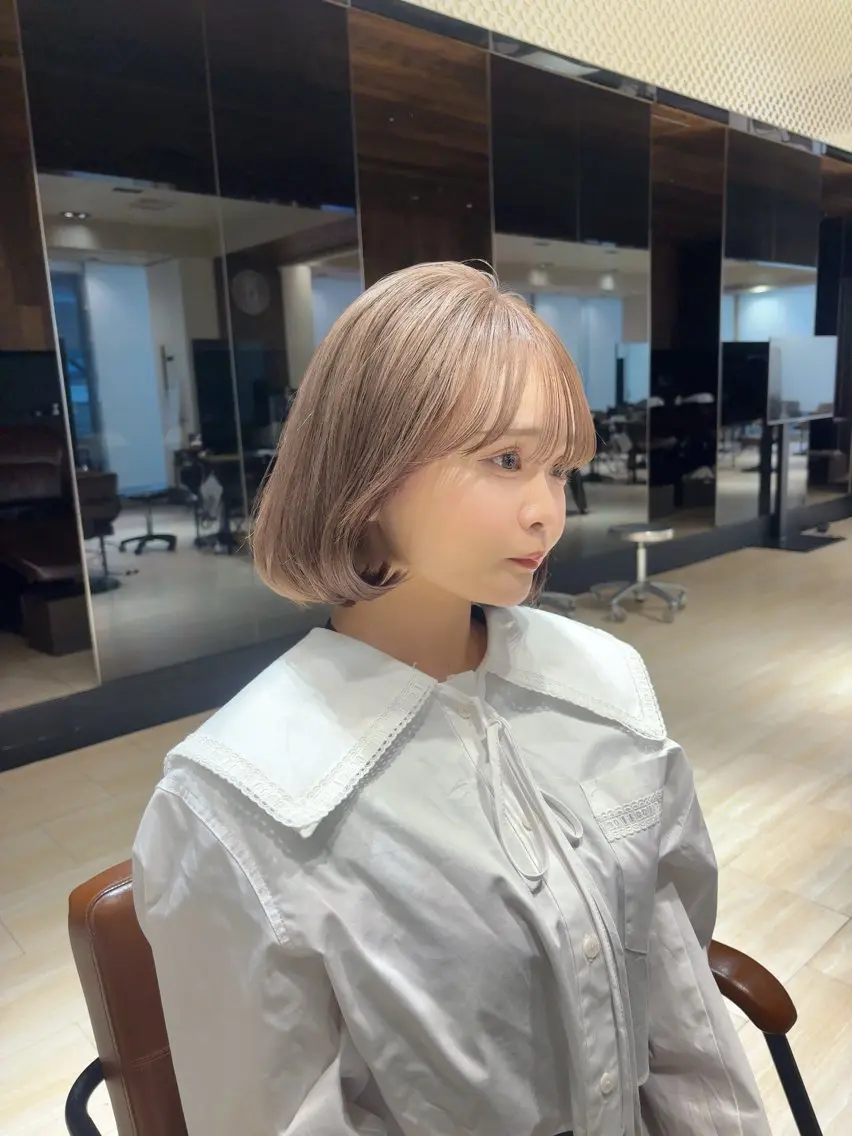 ショート ボブ ヘアカラー トリートメント SHION/銀座 まとまるカット🩵のヘアスタイル