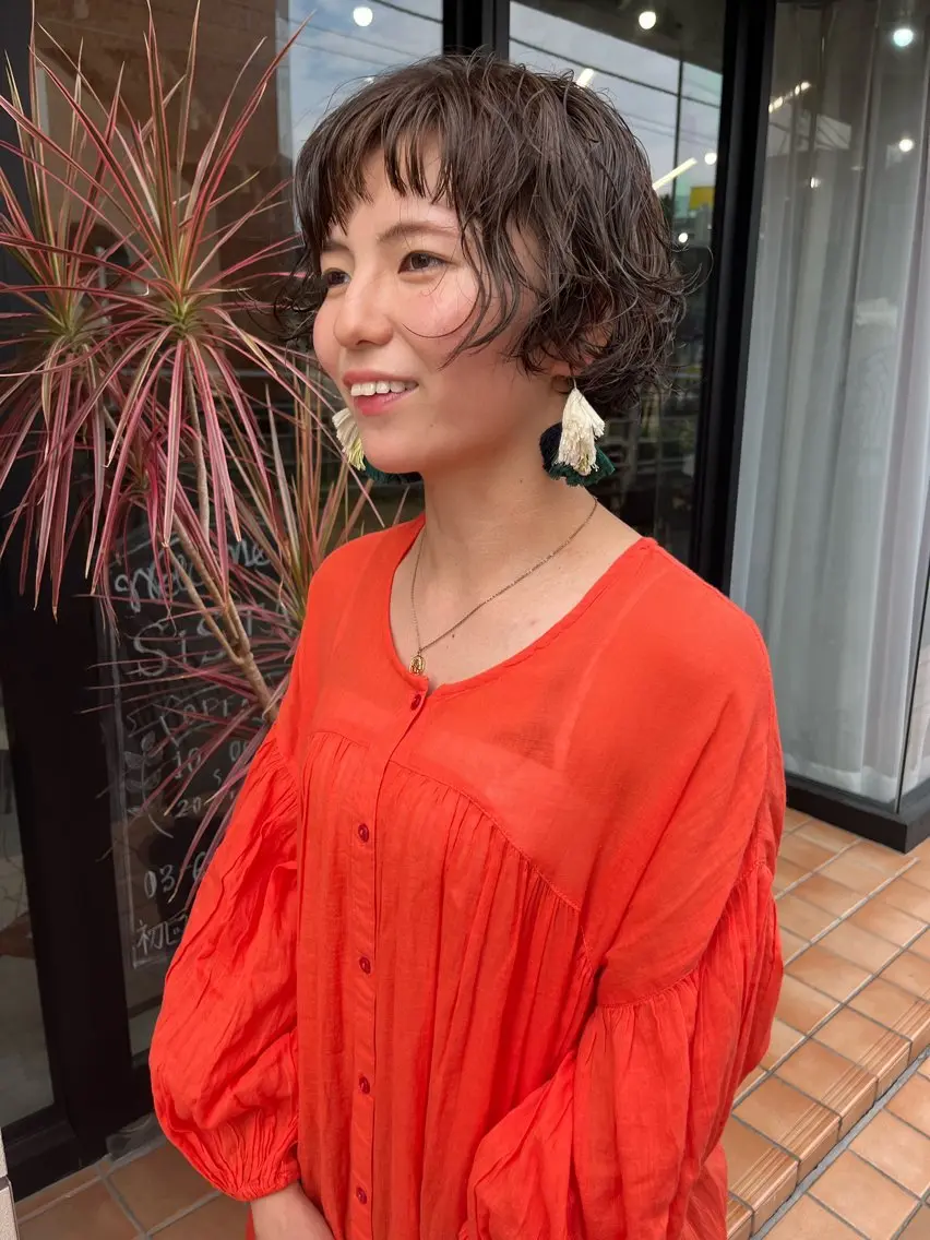 ショート パーマ 似合わせカット ニュアンスパーマ 大林 エリコのヘアスタイル