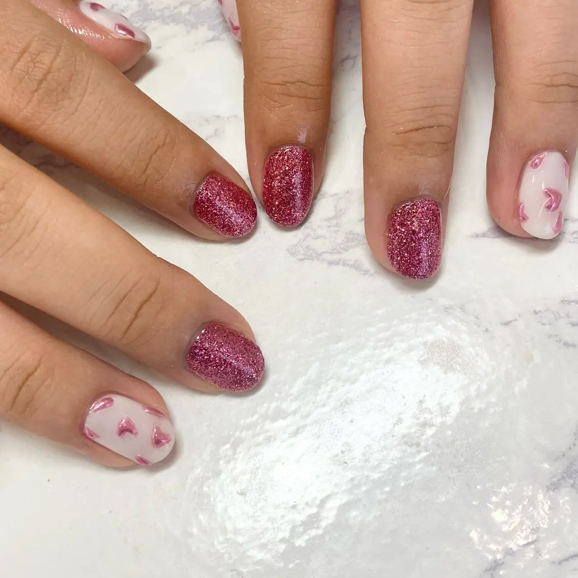 ネイル ミラーネイル オフィスネイル ピンク Merci momoのネイルデザイン