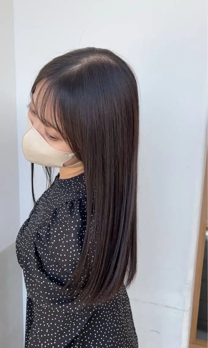セミロング 縮毛矯正クロスパーマ 益子達也のヘアスタイル