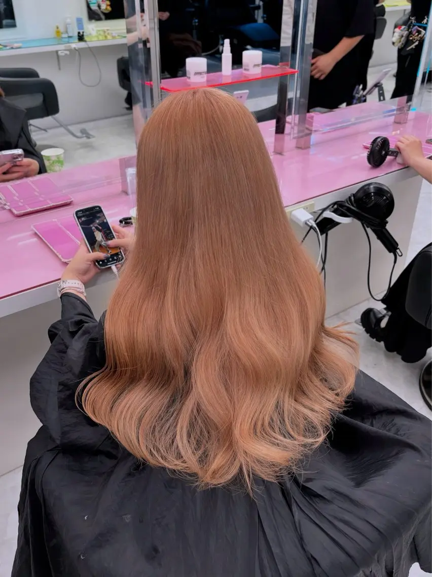 ロング カラー ヘアカラー トリートメント ヘアセット 💛ミルクティー 色落ち可愛い💛のヘアスタイル