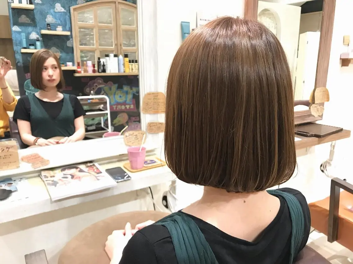 ミディアム カラー ベージュカラー ボブ メンズ指名多数!! 田島史也のヘアスタイル