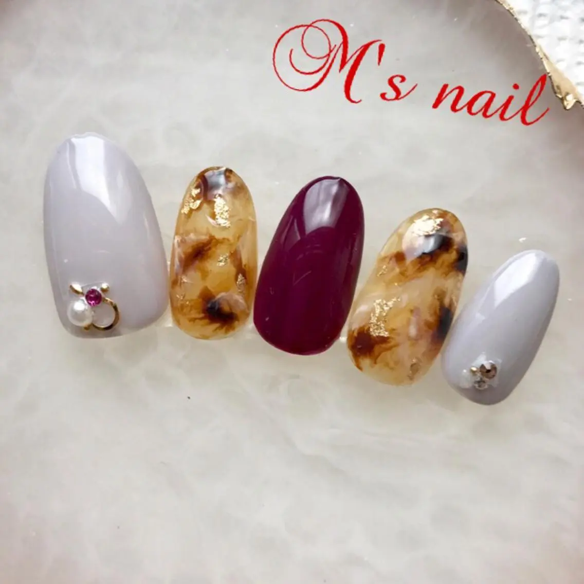 ネイル べっ甲ネイル M's nail ..高幡不動のネイルデザイン