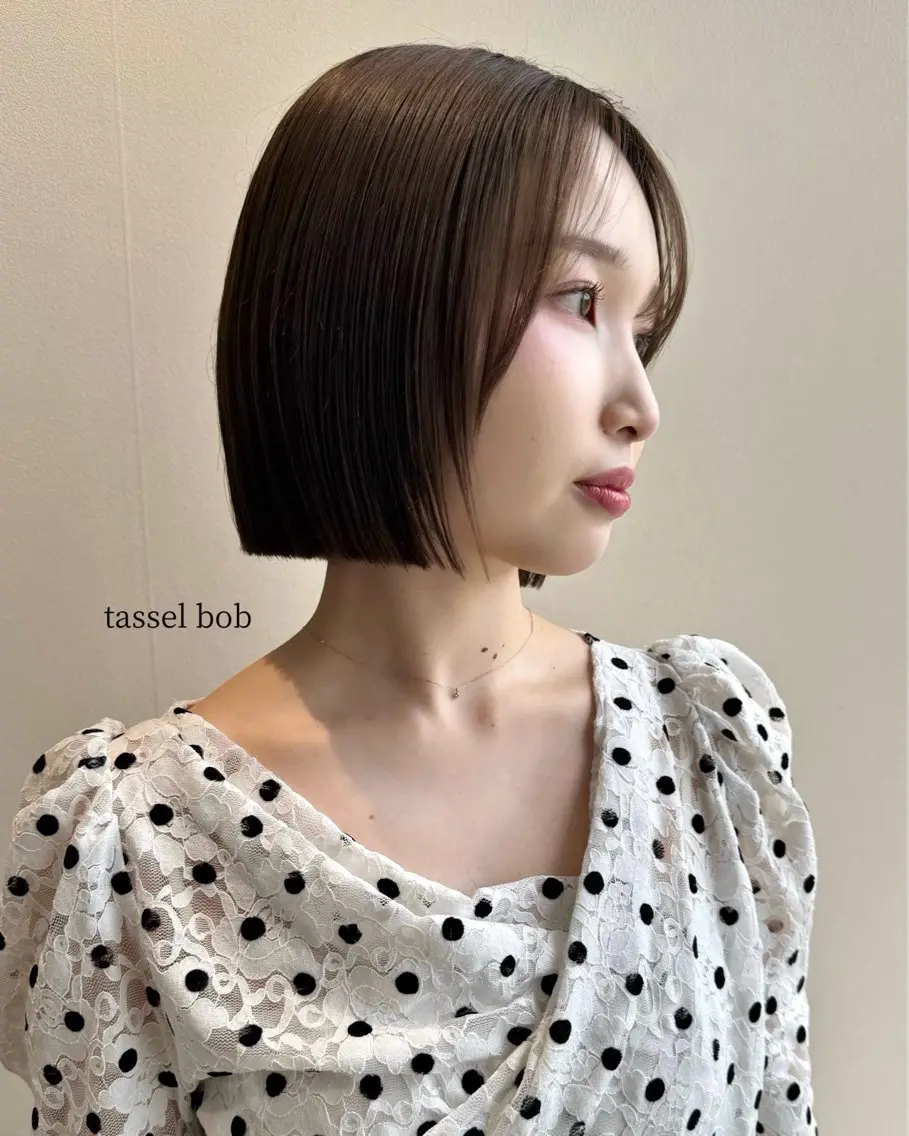 ショート 切りっぱなしボブ ボブ 縮毛矯正 カット ヘアカラー タッセルボブ /DAIKIのヘアスタイル