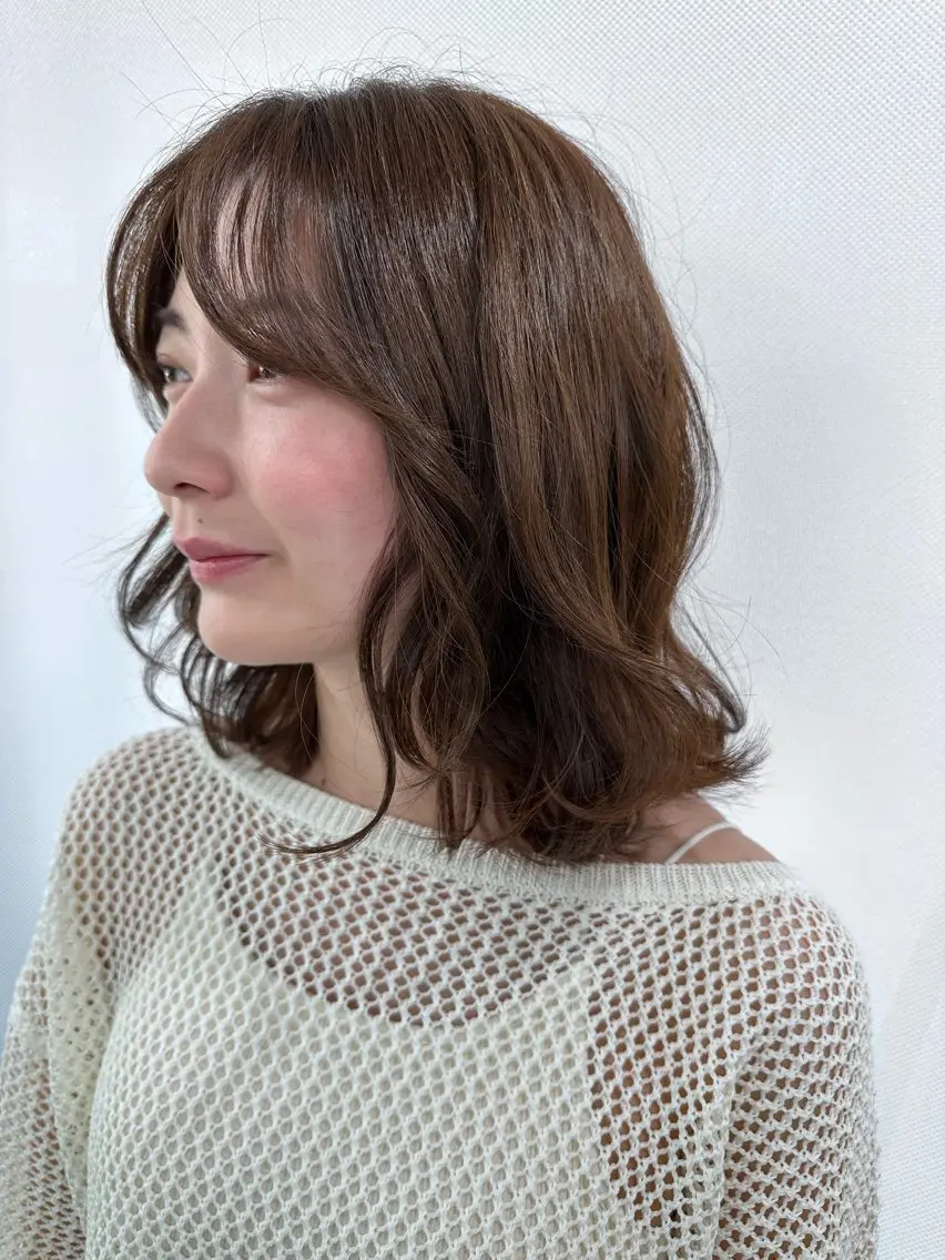 ミディアム ハイライト 髪質改善 小顔カット Endearing 銀座/レイヤーカットのヘアスタイル