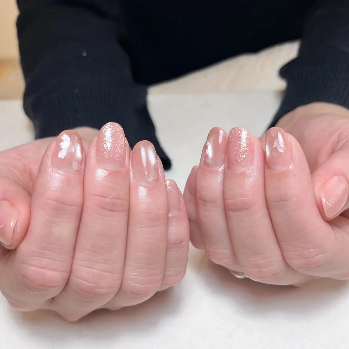 ネイル アートネイル 桜ネイル ジェルネイル 氷ネイル・うるうるネイル マグネットネイル Nail Salon BELMUEのネイルデザイン