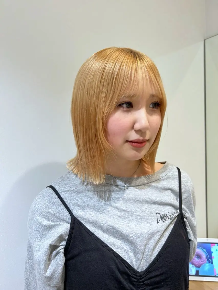 ミディアム カラー カット ヘアカラー トリートメント 🦖ミニボブ/ボブ /MOEKA🦕のヘアスタイル