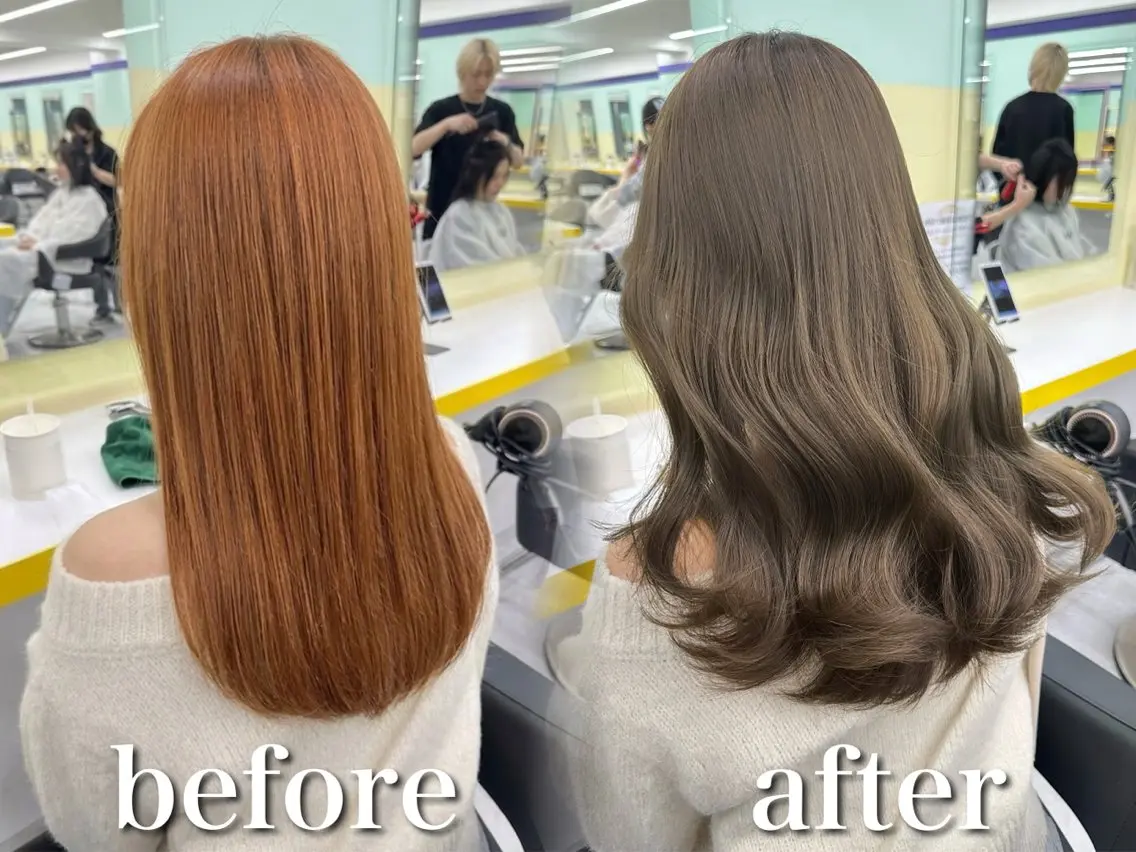 ロング カラー カット ヘアカラー トリートメント ブリーチ縮毛矯正飛我 韓国ヘア🫧のヘアスタイル