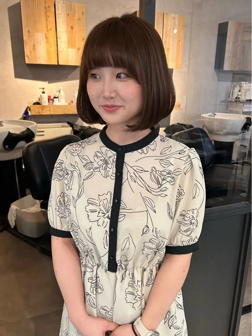 ショート ボブ タンバルモリ 韓国風ヘア カット ヘアカラー SOLO 尼崎 hana💫レイヤーのヘアスタイル