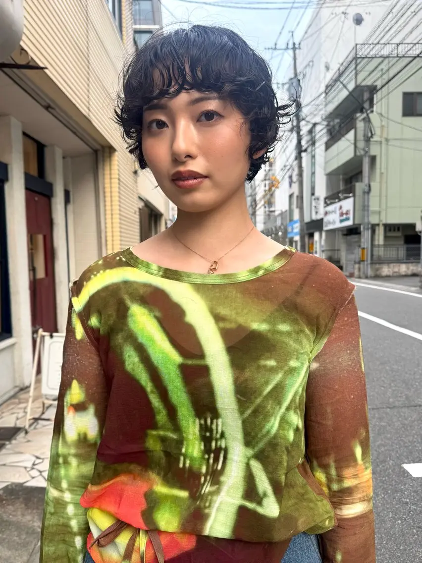 ショート パーマ カット パーマ トリートメント しずく/Lilu/ 博多美容室のヘアスタイル