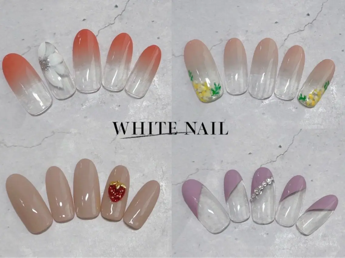 ネイル シンプルネイル ハンドネイル WHITE NAIL ホワイトネイルのネイルデザイン