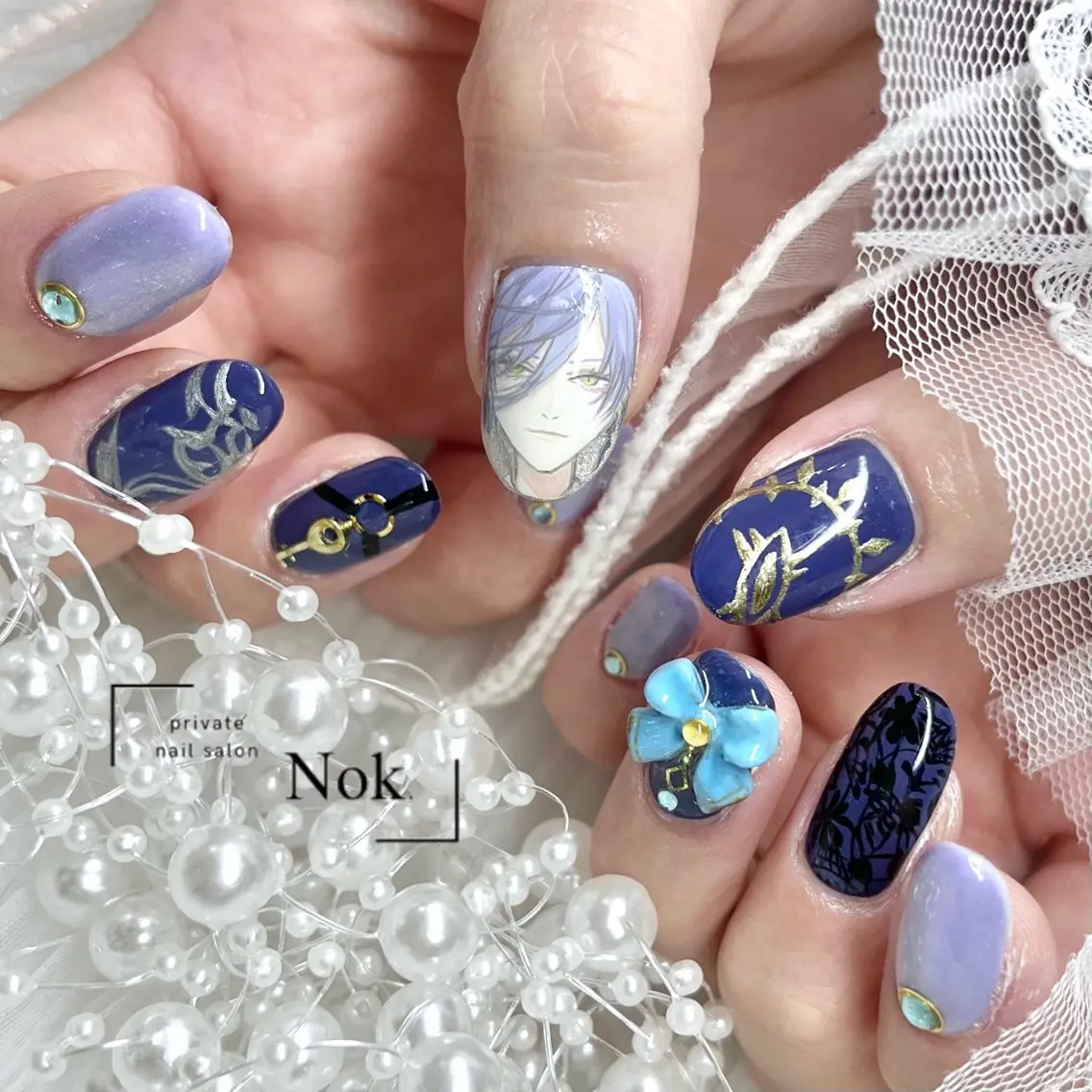 ネイル リボン ハンドネイル 池袋痛ネイル Nok. 渡辺のネイルデザイン
