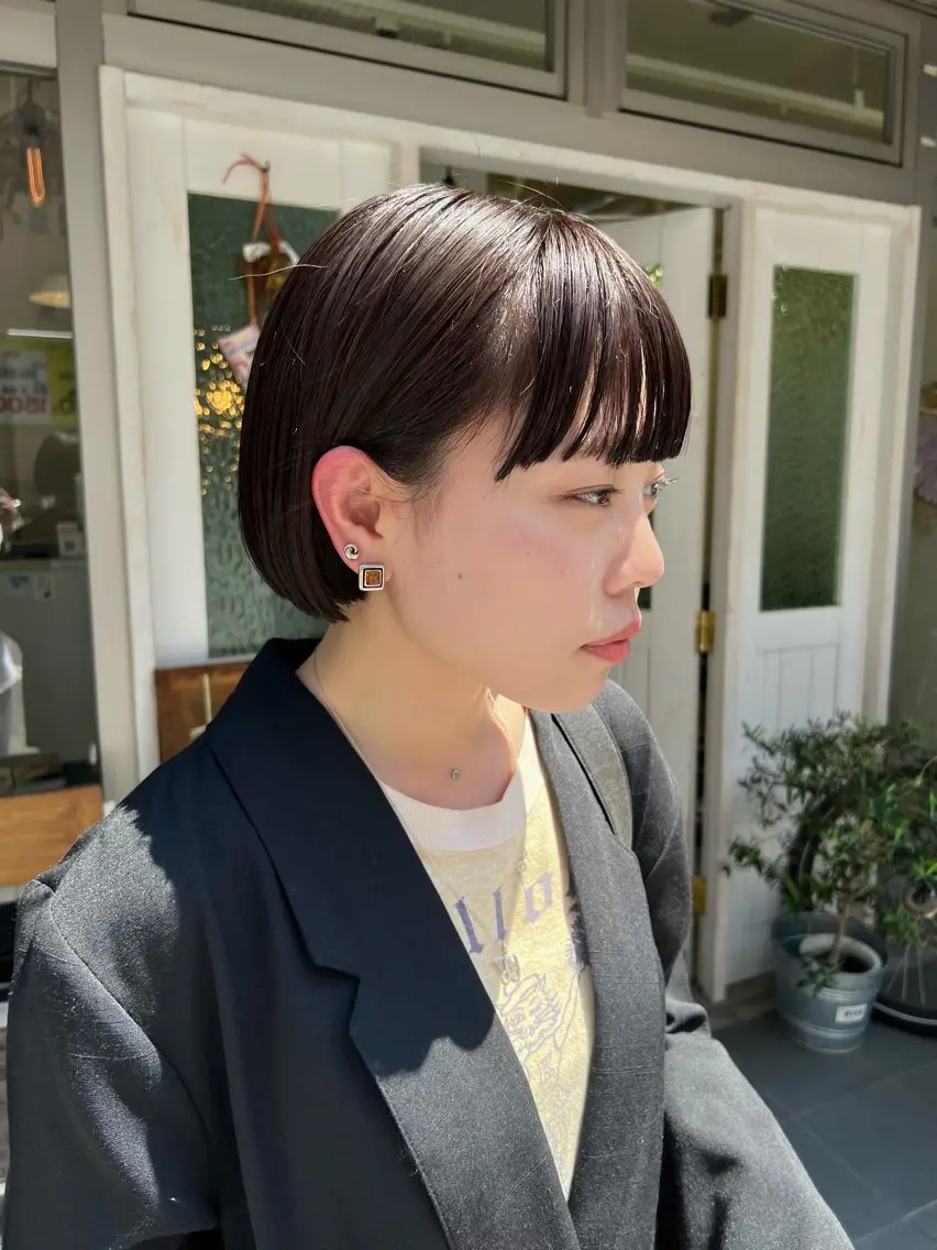 ショート カラー ブリーチ ブラウンカラー ブリーチなしカラー ストレート／Wカラー 星野光咲のヘアスタイル