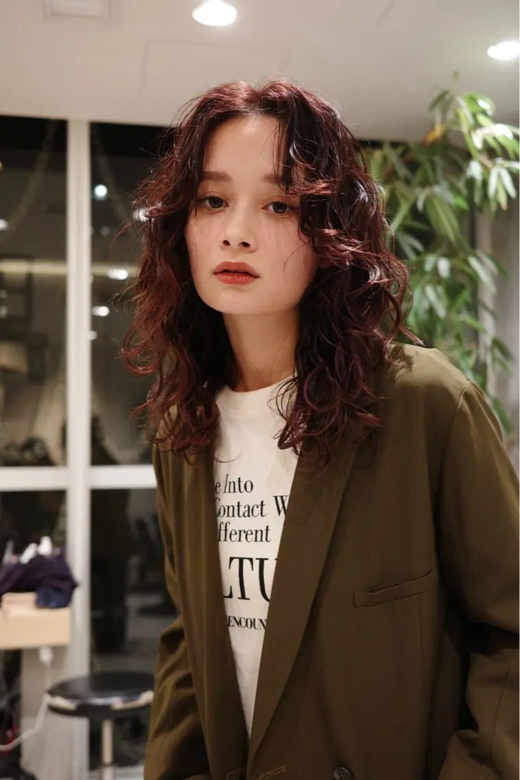 ミディアム ミディアムパーマ レイヤーカット 🌀渋谷メンズヘア 🌀河野瑠太のヘアスタイル