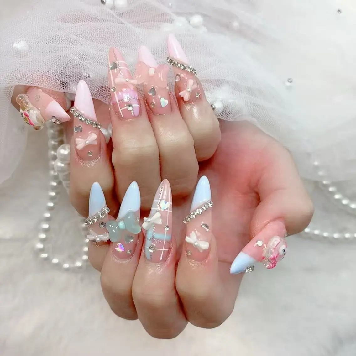 【ミニモ限定】💜《ロングチップMAX◎》持込150分パーツつけ放題(✳︎オフの有無/デザインの事前送付お願いします♪)の写真