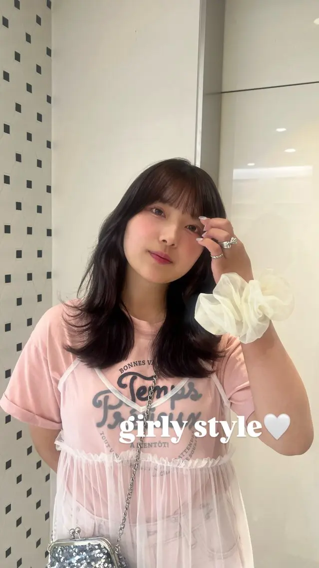 ミディアム カラー ヘアアレンジ カット ヘアカラー 顔周り/透明感/銀座 🩵rinoのヘアスタイル