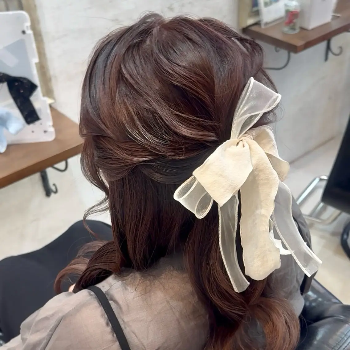 セミロング ヘアアレンジ ハーフアップ 結婚式・ブライダル ヘアセット みりゅう /ヘアメイク/美容師のヘアスタイル