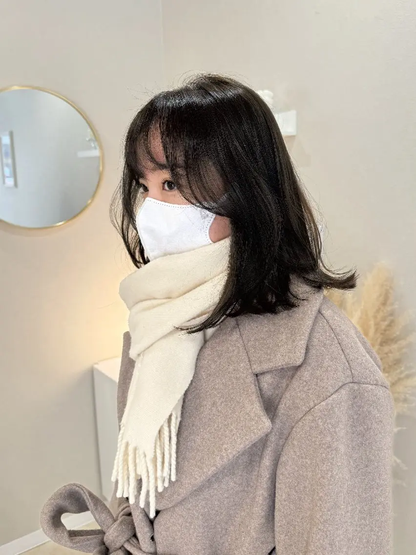 ミディアム ヘアアレンジ ボブ 顔周りカット レイヤーカット 縮毛矯正 トリートメント fee 北千住のヘアスタイル