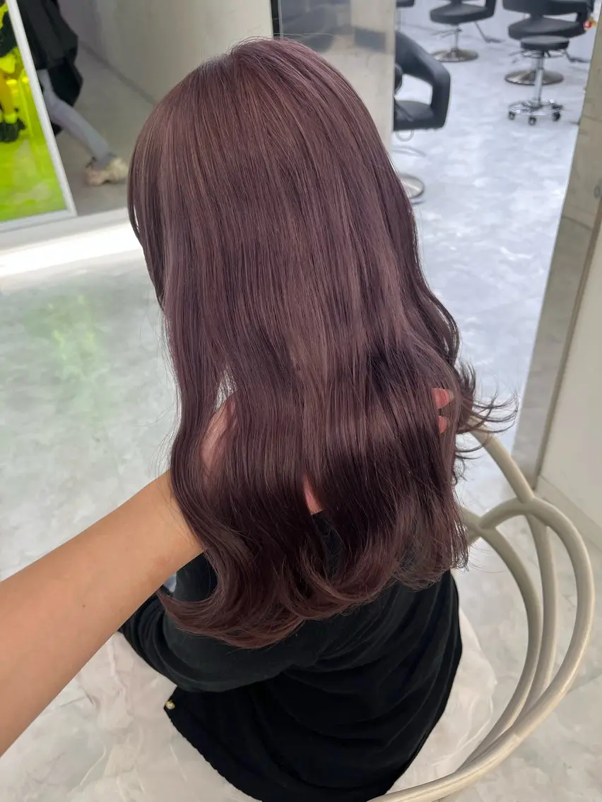 ロング ヘアカラー トリートメント ヘッドスパ 🍒韓国暖色ヘア NO.1🍒🪽のヘアスタイル