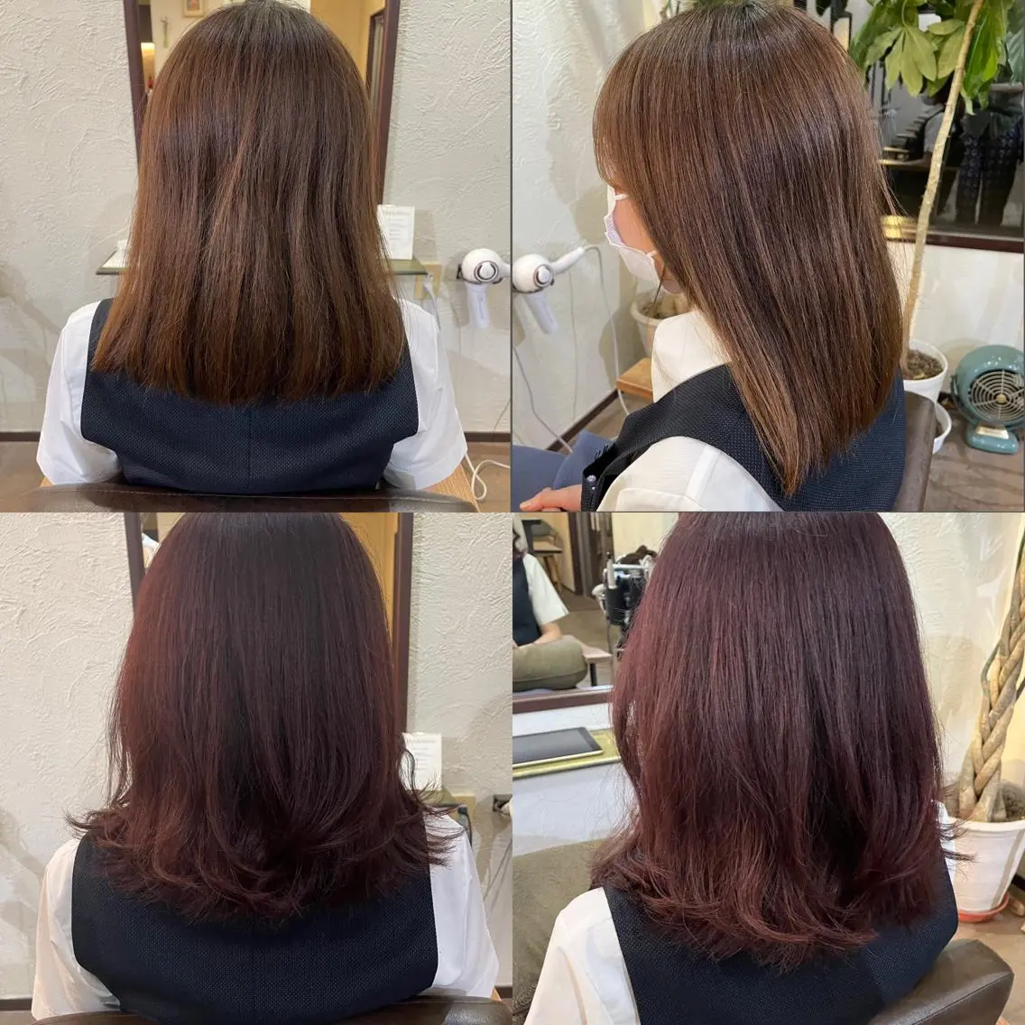 ミディアム カラー ピンクカラー 箱守 さやかのヘアスタイル