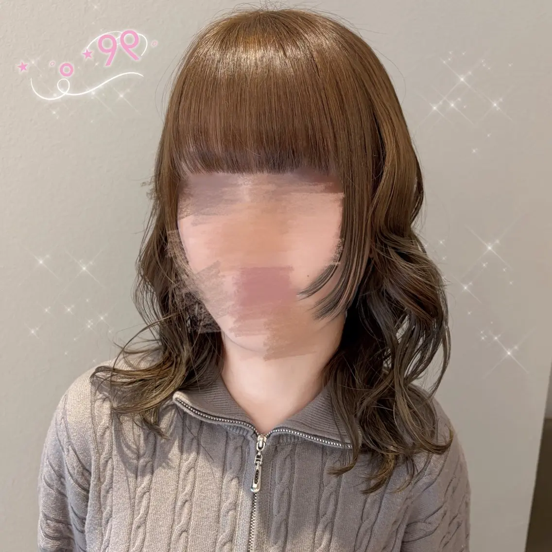 ミディアム カラー ベージュカラー ラテベージュ カット ヘアカラー 顔周り/ガーリー /ヘアメ/あつはのヘアスタイル