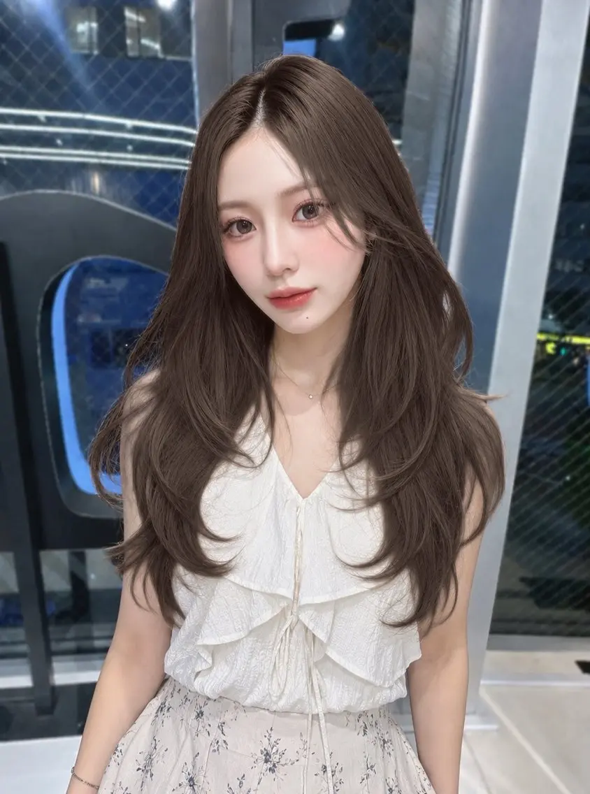 ロング カラー 韓国風ヘア レイヤーカット カット ヘアカラー トリートメント 渋谷韓国レイヤー /SAYAKA🩶ᩚのヘアスタイル