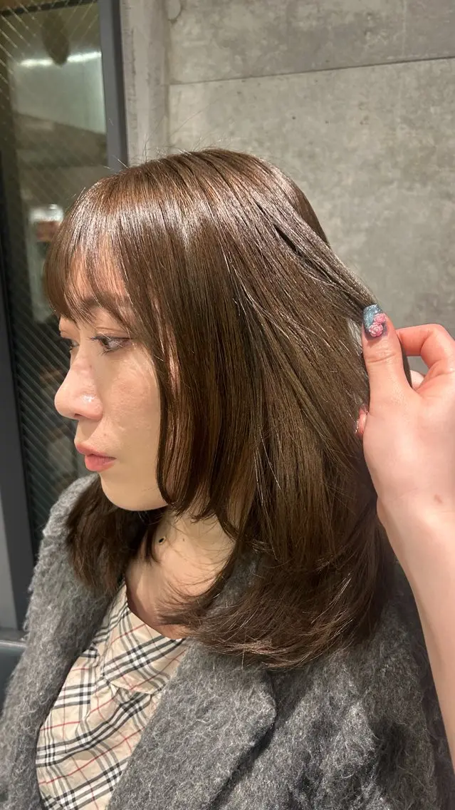 ミディアム カラー 透明感カラー/縮毛/ chino🍀のヘアスタイル
