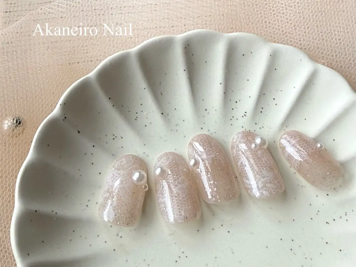 ネイル レース ハンドネイル フットネイル Akaneiro Nailのネイルデザイン