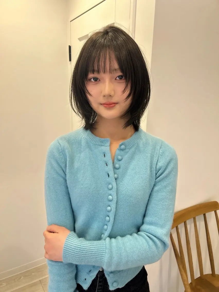 ミディアム カラー 透明感カラー 伸ばしかけ カット ヘアカラー トリートメント レイヤーカット/長岡 グレージュ/マユ🎀のヘアスタイル