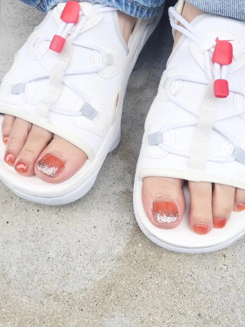 ネイル キラキラネイル オレンジ moff.(ﾓﾌ) nail salonのネイルデザイン