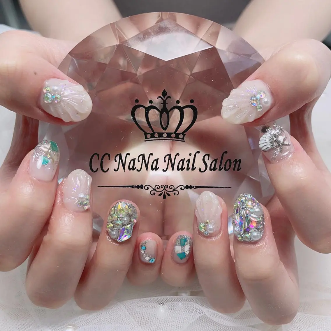 ネイル チークネイル 長さ出し フラッシュネイル フレンチネイル ハート ハンドネイル 💎CC・NaNa 韓国風ネイル🌙Cのネイルデザイン