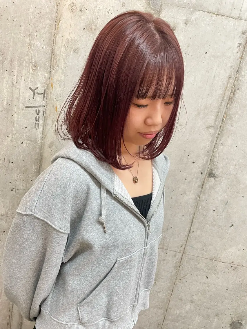 ミディアム ピンクブラウン レッドブラウン カット ヘアカラー 髪質改善/ブリーチ /ユウキ🫧🌸のヘアスタイル