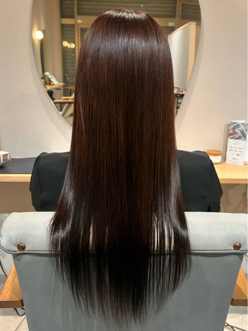ロング カラー ブラウンカラー レッドカラー レッドブラウン 加納 由佳のヘアスタイル