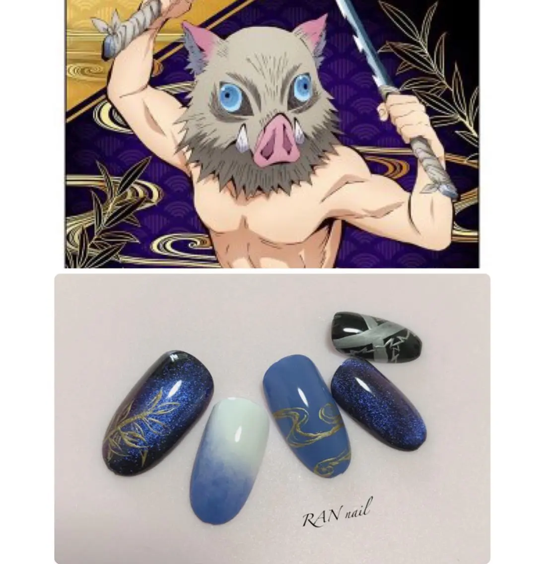 ネイル ブルー ハンドネイル フットネイル RAN nailのネイルデザイン