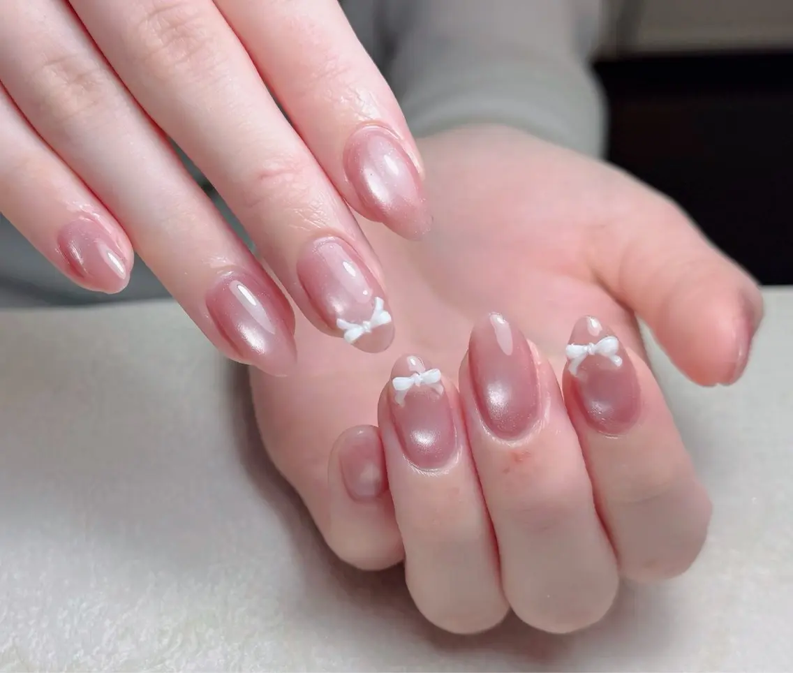 ネイル アートネイル 長さ出し フレンチネイル ジェルネイル ガーリー ハンドネイル 中野駅から2分 MEO NAILのネイルデザイン